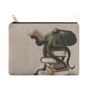 Cute Octopus Reading Books Zipper Make Up Pouch